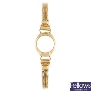 (111259099) A 9ct gold watch case and bracelet.