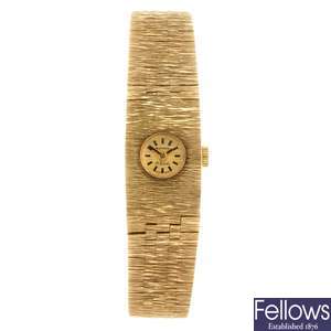 (809034335) A 9ct gold manual wind lady's Rotary bracelet watch.
