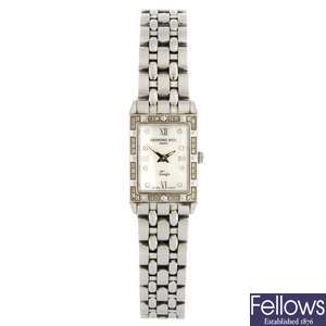 (811006943) A stainless steel quartz lady's Raymond Weil Tango bracelet watch.