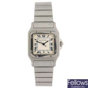 (108110502) A stainless steel quartz Cartier Santos bracelet watch.