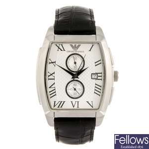 (1061026457) Two stainless steel quartz gentleman's Emporio Armani wrist watch.