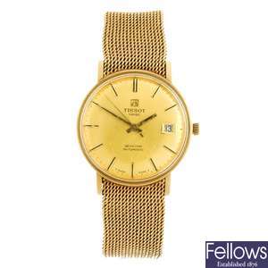 (804017164) A 9ct gold automatic gentleman's Tissot Seastar bracelet watch.