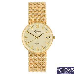 (303099954) A 9k gold quartz gentleman's Geneve bracelet watch.