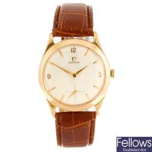 (116196025) A 14k gold manual wind gentleman's Omega wrist watch.