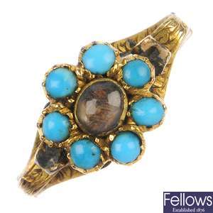 A mid Victorian 9ct gold memorial ring.