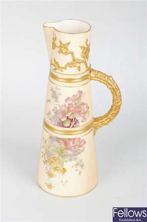 A Royal Worcester porcelain 'blush ivory' jug