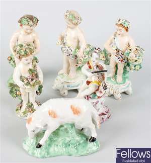 A group of 18th century and later porcelain figures