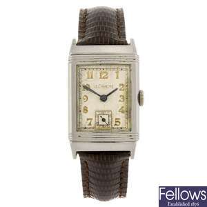 A stainless steel manual wind gentleman's LeCoultre Reverso wrist watch.