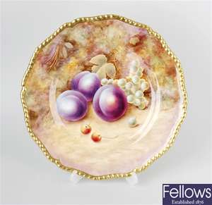 A Royal Worcester porcelain fruit painted plate