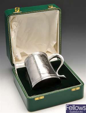 A modern silver mug to commemorate the voyage of Lt. James Cook.