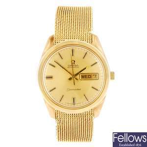 A 9ct gold automatic gentleman's Omega Seamaster bracelet watch.