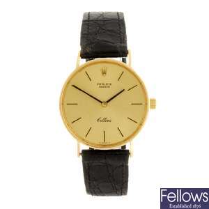 An 18k gold manual wind gentleman's Rolex Cellini wrist watch.