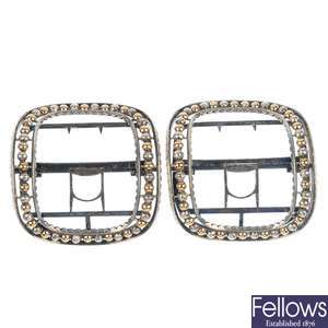 A cased pair of George IV silver dress shoe buckles.