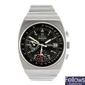 A stainless steel automatic gentleman's Omega Speedmaster 125 bracelet watch.
