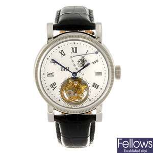 A stainless steel manual wind gentleman's BHI 151 Tourbillon wrist watch.
