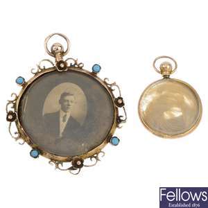 Two early 20th century photograph pendants.