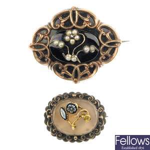 Two mid Victorian memorial brooches.