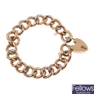 A late 19th century 9ct gold bracelet.
