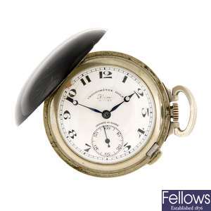 A black enamel decorated keyless wind Golf watch by Hermes, Paris.