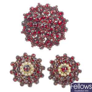 A selection of garnet and red paste jewellery.