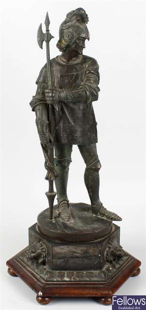 A 19th century bronze figure of a knight