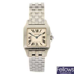 (935002149) A stainless steel quartz Cartier Santos Demoiselle bracelet watch.