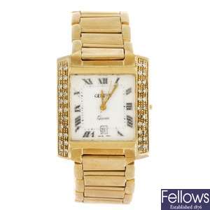 (503039510) A 9ct gold quartz gentleman's Geneve bracelet watch.