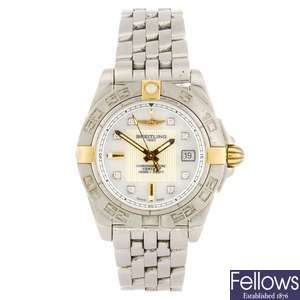 A stainless steel quartz lady's Breitling Galactic 32 bracelet watch.