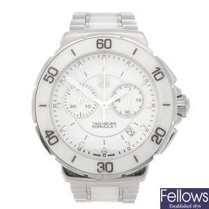 (133103862) A stainless steel and ceramic quartz chronograph Tag Heuer Formula 1 bracelet watch.