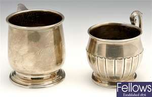 Two 1920's silver christening mugs.