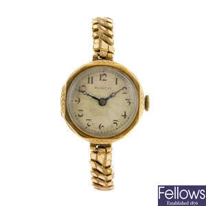 ROLCO - a 9ct yellow gold bracelet watch. Together with a gentleman's Bifora wrist watch.