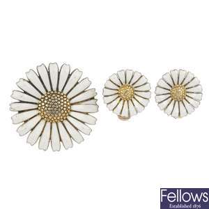 ANTON MICHELSEN - a set of enamel floral jewellery