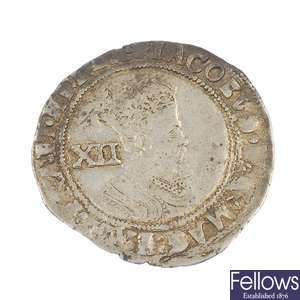 James I (1603-1625), Shilling and two lesser silver coin.