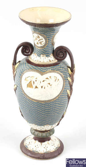 A Doulton Lambeth pate-sur-pate vase by Mark Marshall