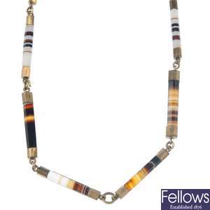 A late 19th century agate necklace.