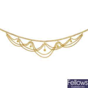 A late 19th century 18ct gold necklace.
