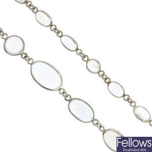 A moonstone necklace.