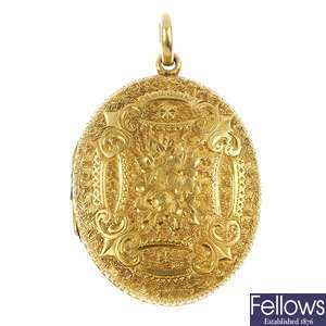 A mid Victorian 18ct gold locket, circa 1860.
