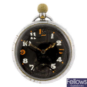 An open face military issue pocket watch by Jaeger-LeCoultre.