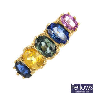 An 18ct gold sapphire ring.