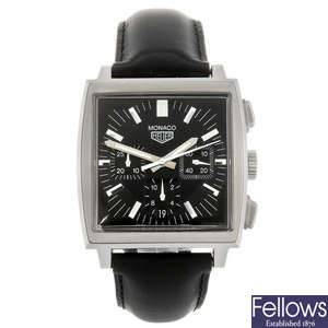 TAG HEUER - a gentleman's 'Heuer re-issue' Monaco chronograph wrist watch.