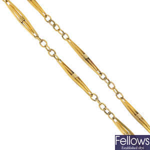 An early 20th century gold Albert chain.