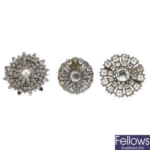 A selection of three early 19th century paste brooches.