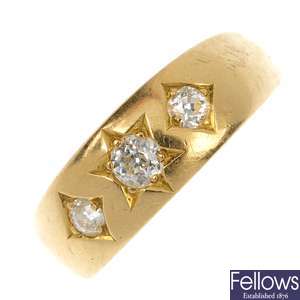 A late Victorian 18ct gold diamond band ring