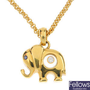 CHOPARD - a 'happy diamonds' elephant pendant and chain.