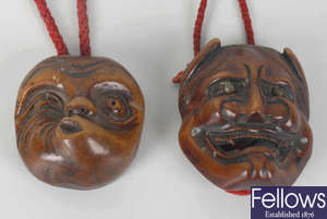 A 19th century Japanese carved hardwood noh mask