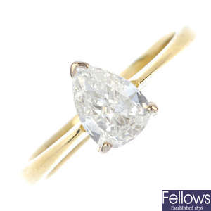An 18ct gold diamond single-stone ring. 