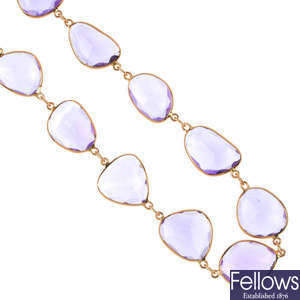 An 18ct gold amethyst necklace.