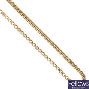 An early 20th century 12ct gold belcher-link necklace.