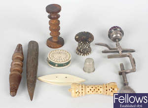 A good group of mainly 19th century sewing accessories